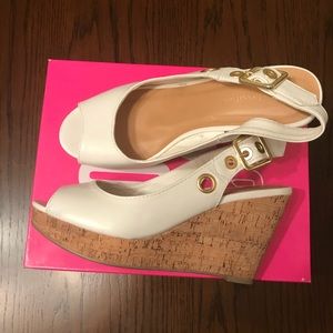 CITY CLASSIFIED White open Toe Wedges